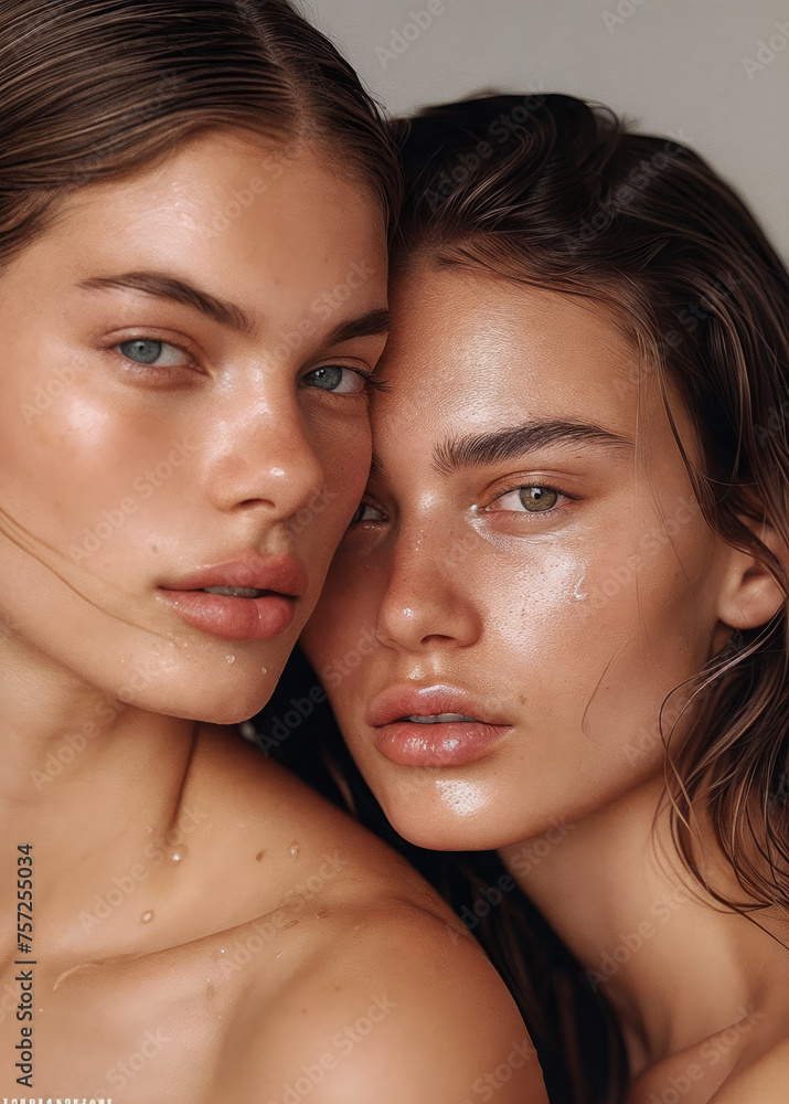 portrait of two women created with Generative AI technology portrait of two women created with Generative AI technology