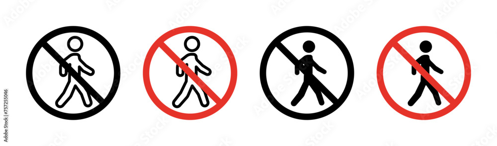 No Entry Sign Icon Set. Forbidden Access and deny entry vector symbol in a black filled and outlined style. Threshold Crossing Ban Sign. - obrazy, fototapety, plakaty 