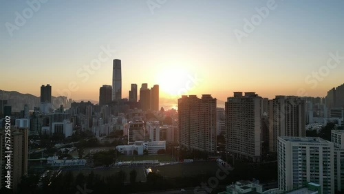 a skyline of yau tsim mong district, hong kong, March 12 2024 photo