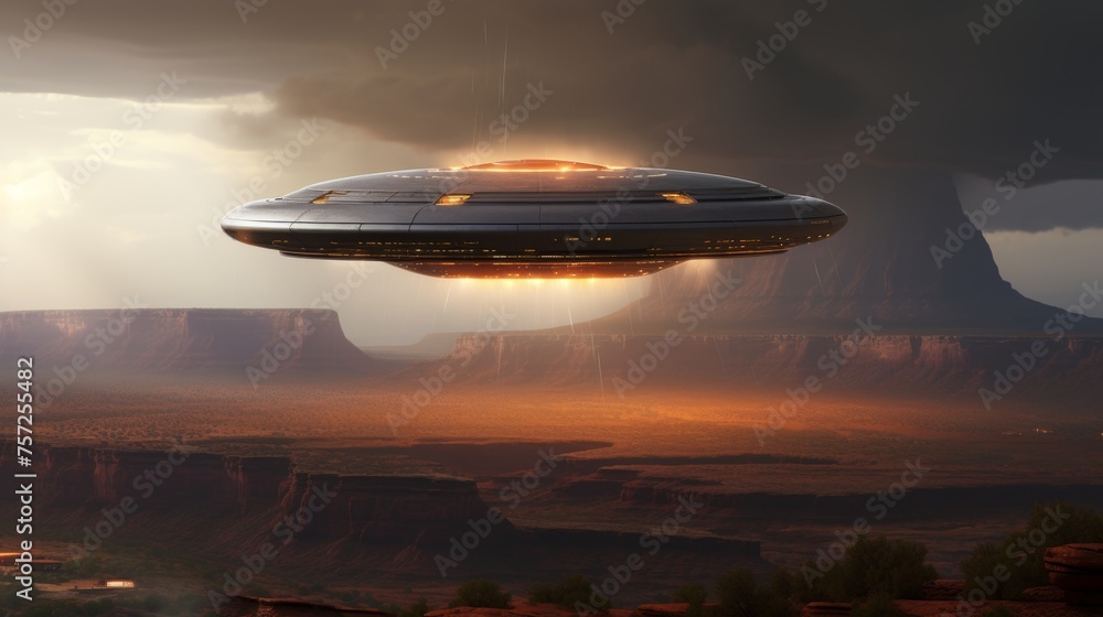 Obraz premium Exquisite fantasy scenes of space creatures, satellites, and otherworldly landscapes