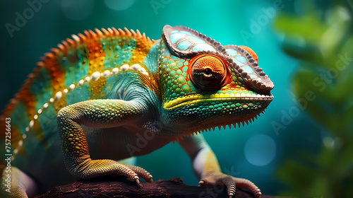 Close-up of a colorful chameleon