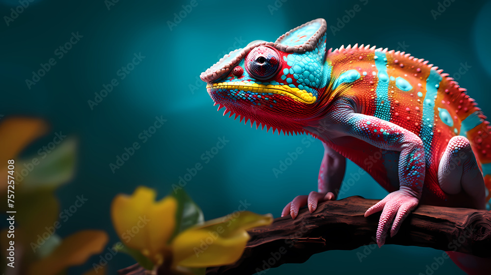 Close-up of a colorful chameleon Close-up of a colorful chameleon