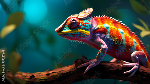 Close-up of a colorful chameleon