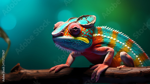 Close-up of a colorful chameleon