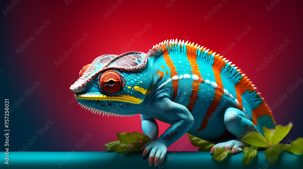 Fototapeta premium Close-up of a colorful chameleon