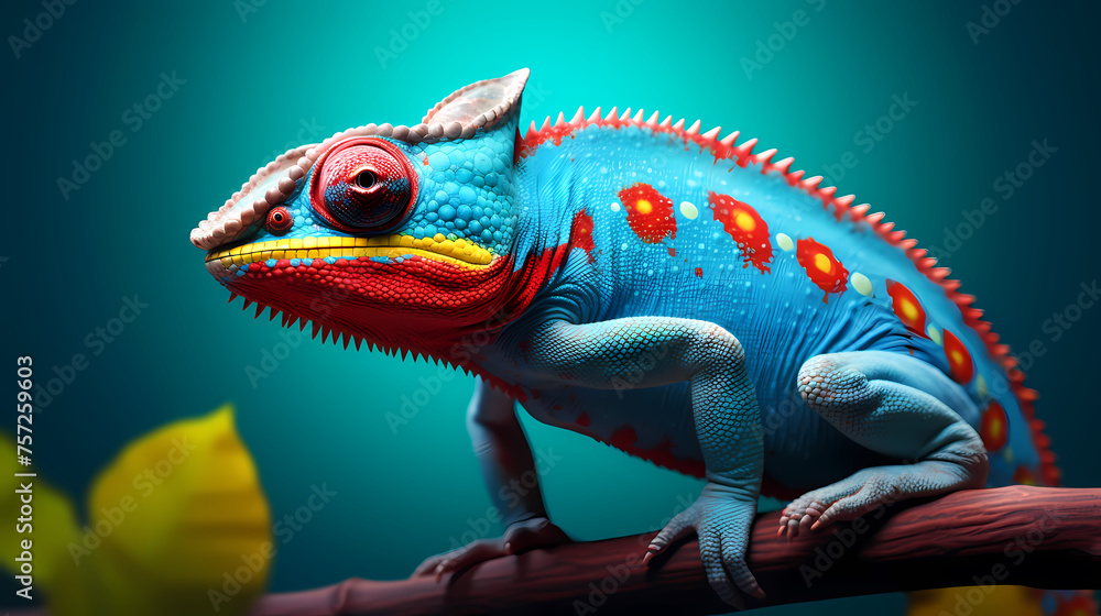 Obraz premium Close-up of a colorful chameleon