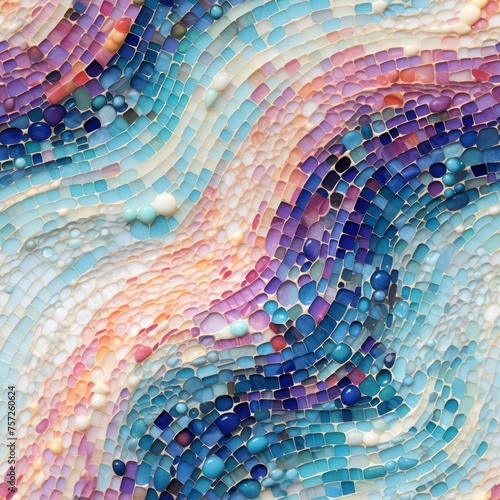seamless background of small opal-colored stones, where the interplay of curves and colors creates a sense of movement and energy
