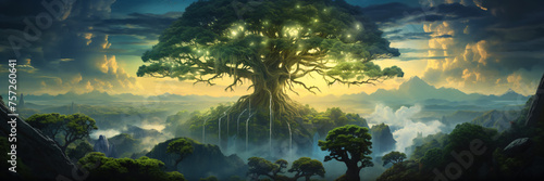 the world tree yggdrasil - old norse world ash, tree of life photo