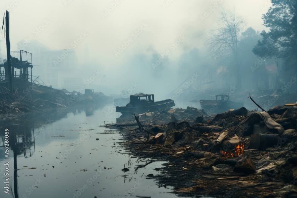 Fototapeta premium Environmental pollution and the critical importance of efficient waste management