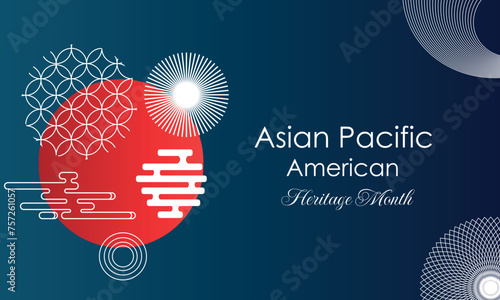 May Asian American and Pacific Islander Heritage Month. Illustration with text, Chinese pattern. Asia Pacific American Heritage Month, Vector