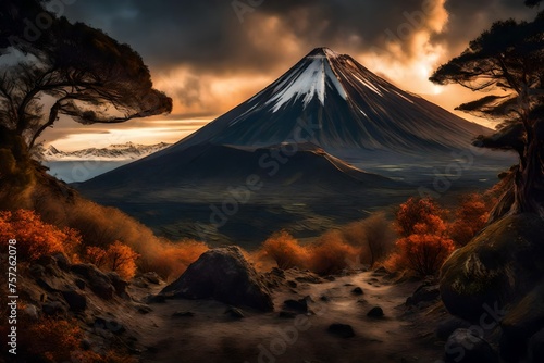 mountain in autumn generated by AI technology   © abdur