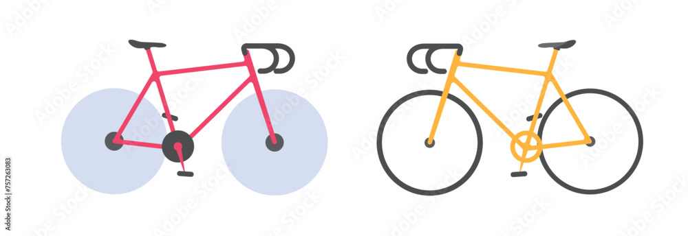 Sport road bicycle red yellow orange vector flat cartoon graphic illustration set, simple minimal race cycle modern design, tour bikes isolated cut out image clipart Sport road bicycle red yellow orange vector flat cartoon graphic illustration set, simple minimal race cycle modern design, tour bikes isolated cut out image clipart