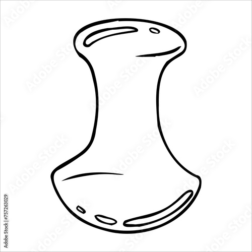 Hand drawn jade gouache massage scraper for face and neck massage. Cosmetic gouache vector drawing, graphic. Natural stone roller, pestle and bowl, mortar. Lifting for healthy and young skin.