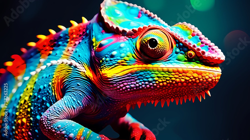 Close-up of a colorful chameleon © xuan