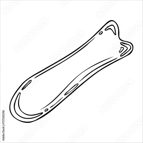 Hand drawn jade gouache massage scraper for face and neck massage. Cosmetic gouache vector drawing, graphic. Natural stone roller, pestle and bowl, mortar. Lifting for healthy and young skin.