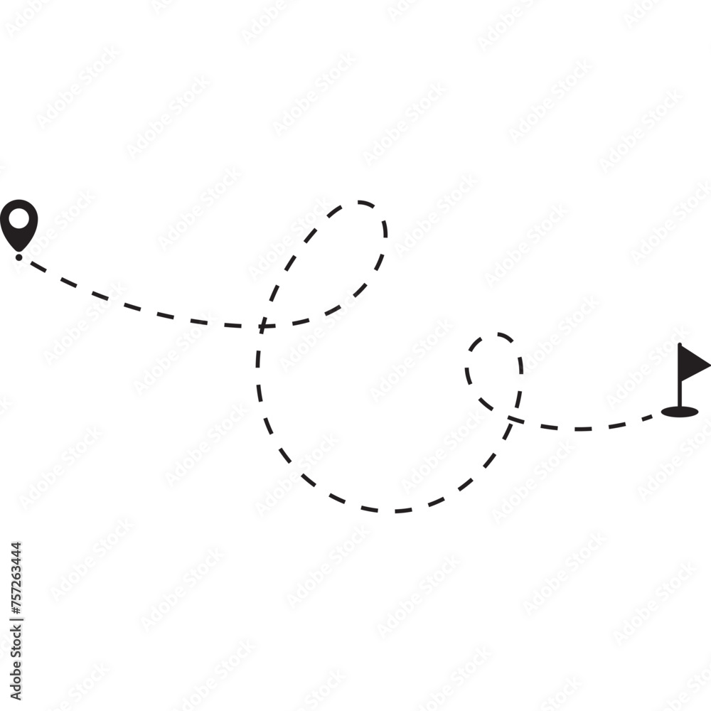Location Pin To Flag Route Line Location Pin To Flag Route Line