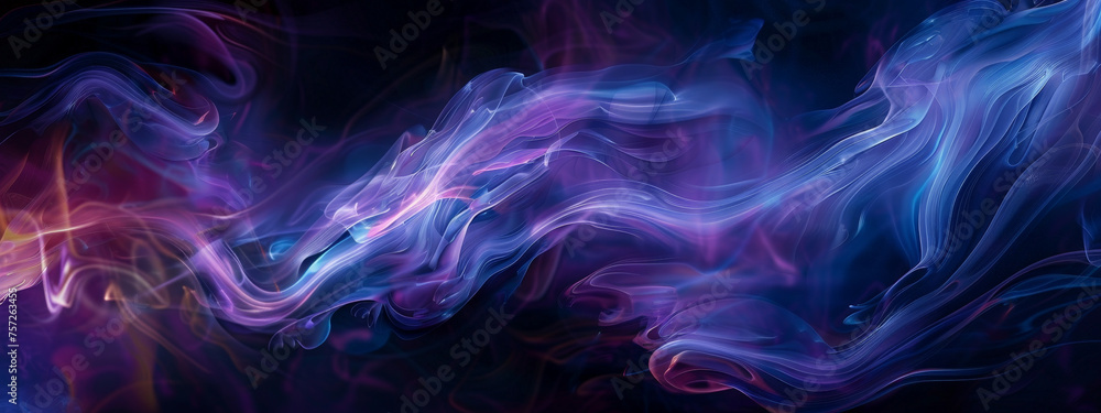 A long blue and purple stream of smoke
