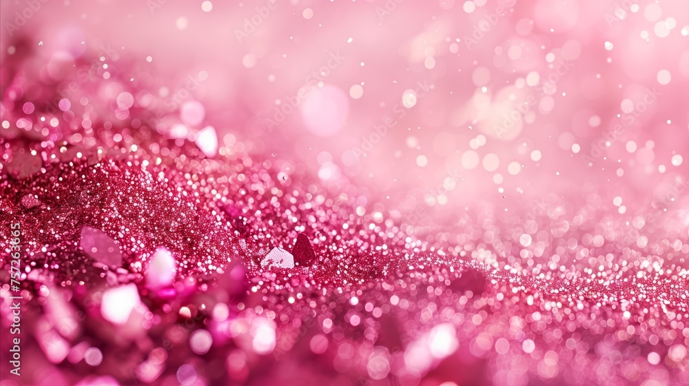 Vibrant pink glitter background with shimmering particles