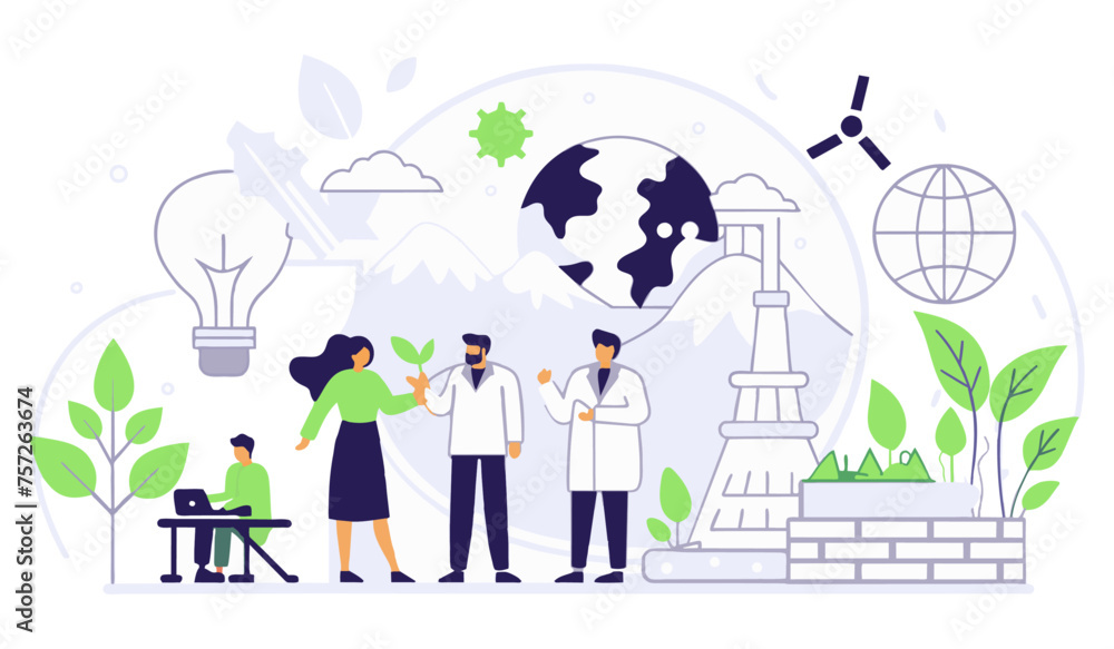 Environmental science abstract concept flat illustration. Environmental science abstract concept flat illustration.