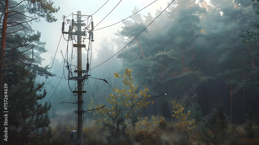 Distribution line pole and transformer concept of traditional grid