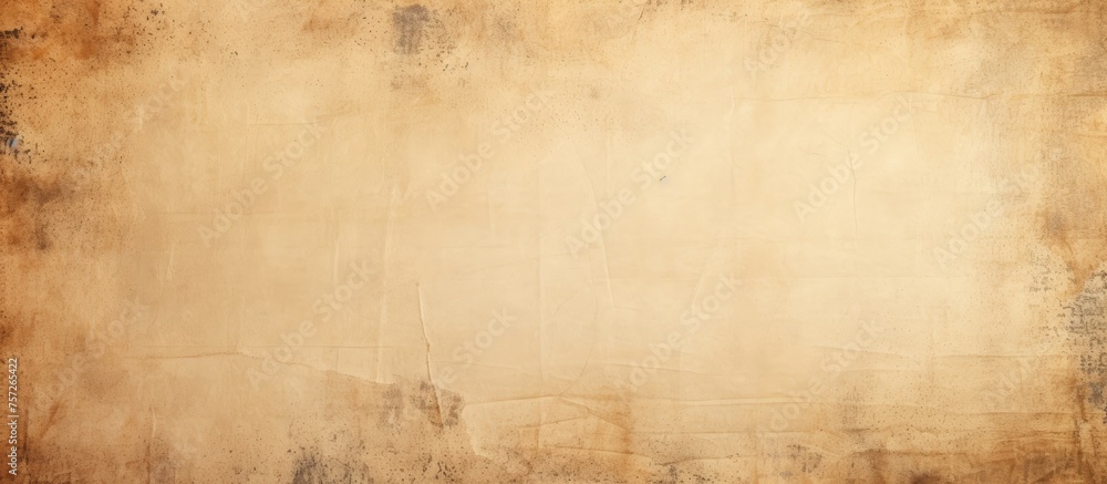 A close up of a weathered rectangle of old brown paper, resembling the tints and shades of natural wood flooring. Its beige hues blend into the peach horizon of a distant landscape