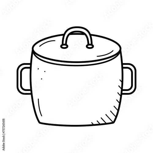 Cookware Saucepan doodle icon. Vector illustration of kitchen utensils.