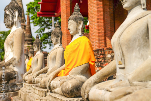 Buddha statue and pagoda of Wat Yai Chai Mongkol Ayutthaya Province, Thailand, taken on 23-02-2024. photo