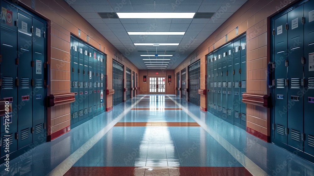 The Vibrant High School Hallway with Lockers and the Gateway to Education The Vibrant High School Hallway with Lockers and the Gateway to Education