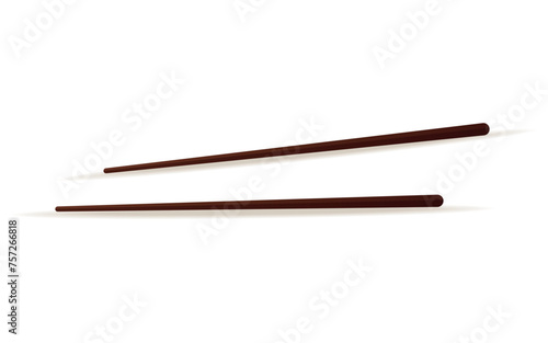 Image of colorful sushi sticker. Illustration of Asian wooden chopsticks presented in a bright and colorful style on a white background. Vector illustration.