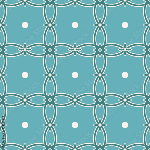 Vector turquoise seamless pattern background: Decorated Folio Lattice.