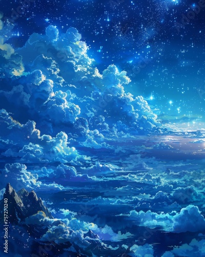 Amidst a starlit sky, an artist sleeps soundly, dreams weaving into a tapestry of creativity. From a
