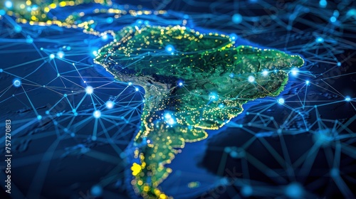 artificial intelligence network digital  world with dark blue background