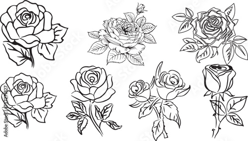 set of tattoo with flower 