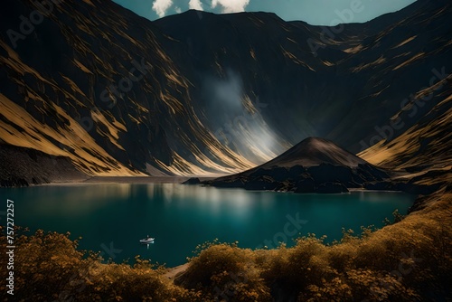 lake in the mountains generated by AI technology  