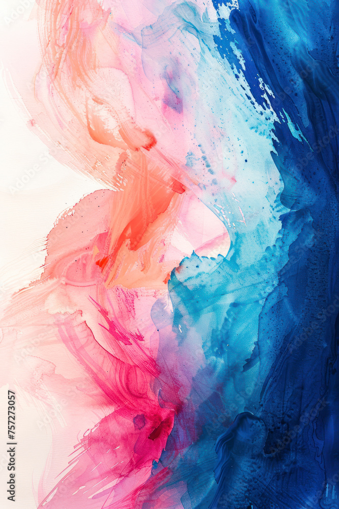 Vertical Art Watercolor and Acrylic hand drawn Wave smear blot painting. Vertical Art Watercolor and Acrylic hand drawn Wave smear blot painting.