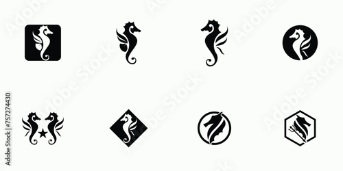 Top set seahorse logo design with unique concept| premium vector