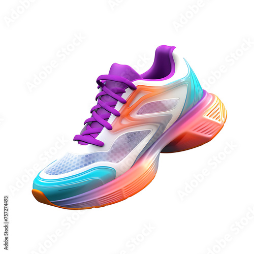  Colorful cool running sneakers mockup, png file of isolated cutout object with shadow on transparent background