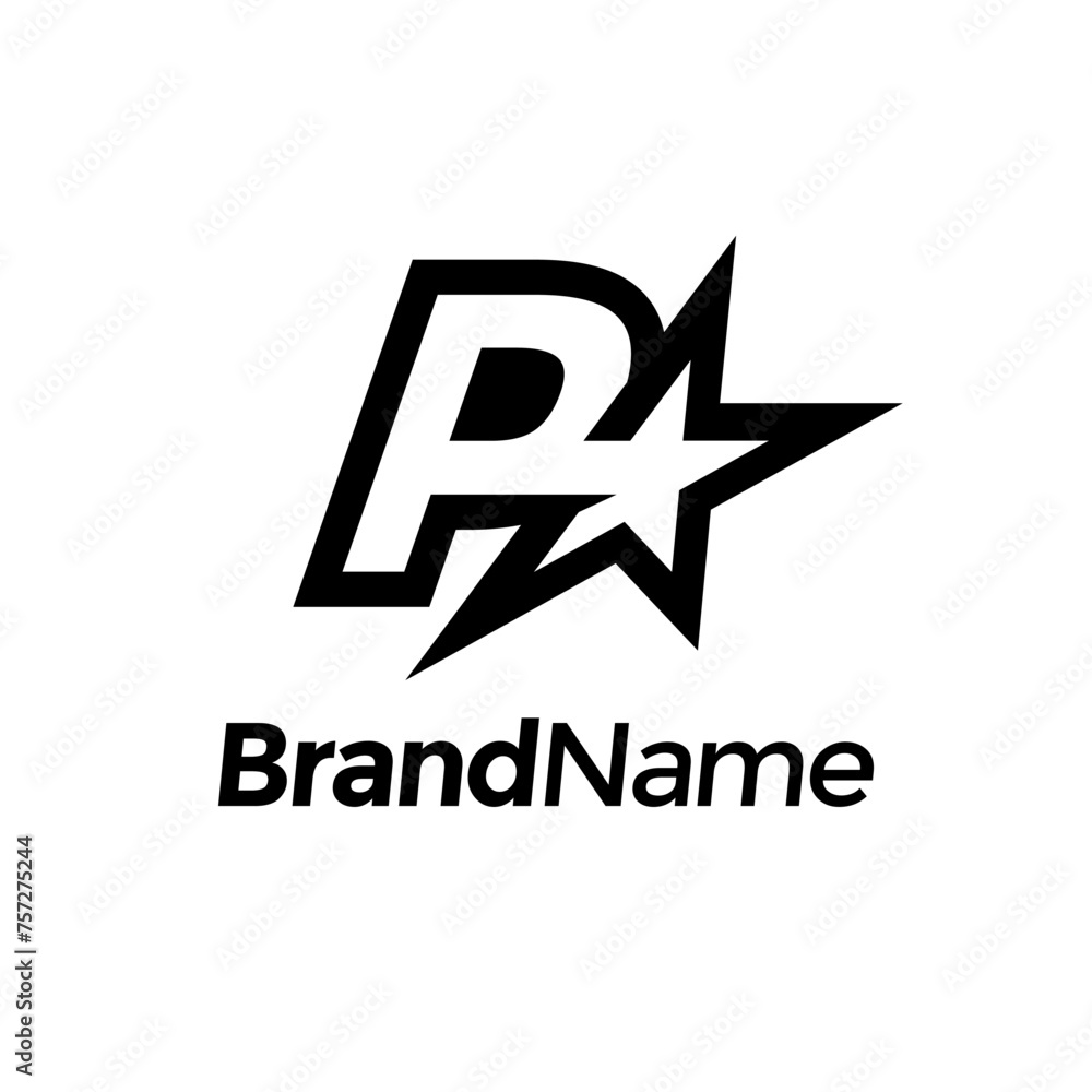 Modern and Stylist Initial P Star Logo Modern and Stylist Initial P Star Logo