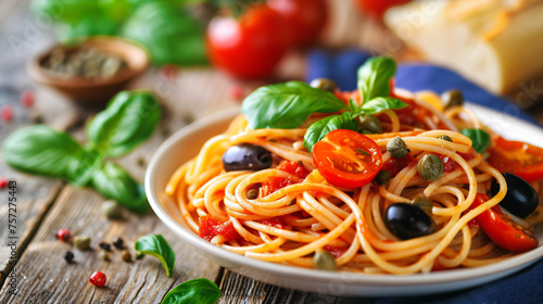 Spaghetti allay Italian pasta dish noodles
