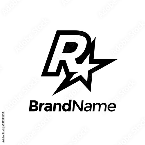 Modern and Stylist Initial R Star Logo