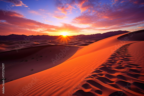 sunset in the desert.