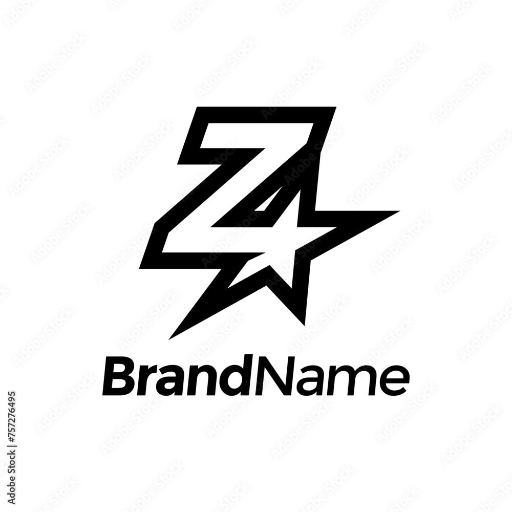 Modern and Stylist Initial Z Star Logo Modern and Stylist Initial Z Star Logo