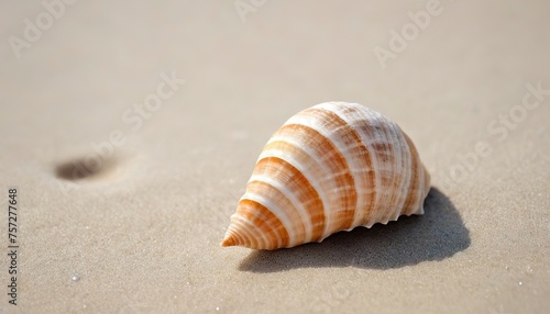 Shell. Sea mollusk. Seashell on sandy beach