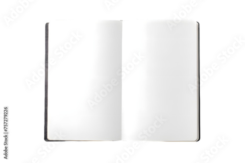 Blank opened notebook mock up top view isolated on transparent background