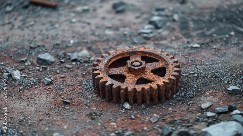 small rust gear wheel on the ground, Rusty Gears small rust gear wheel on the ground, Rusty Gears