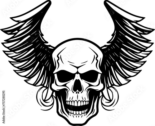 Skull - Black and White Isolated Icon - Vector illustration