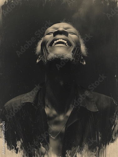 portrait of a laughing man art, illustration