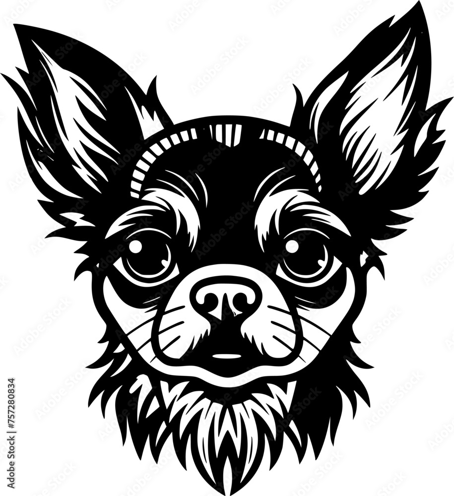 Chihuahua - Black and White Isolated Icon - Vector illustration
