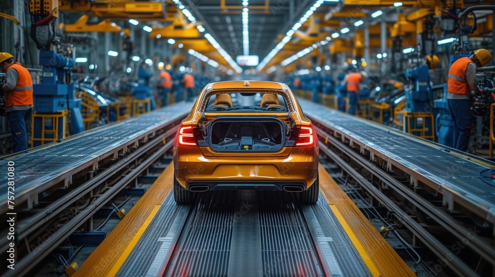 conveyor at a passenger car production plant