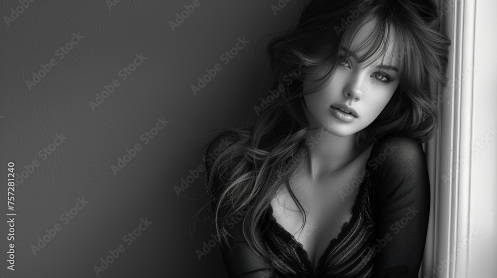 black and white portrait of a pretty woman black and white portrait of a pretty woman